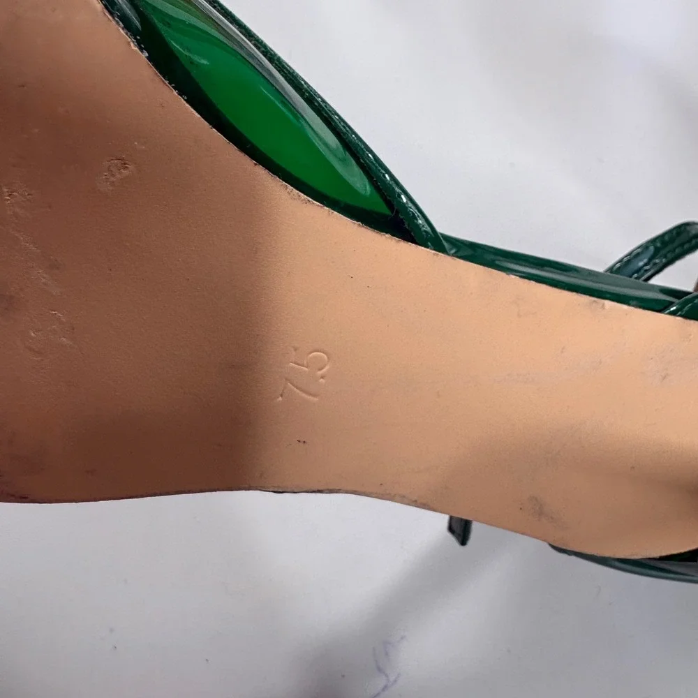 Steve Madden Green Translucent Pointed Toe Ankle Strap Stiletto Heels 7.5